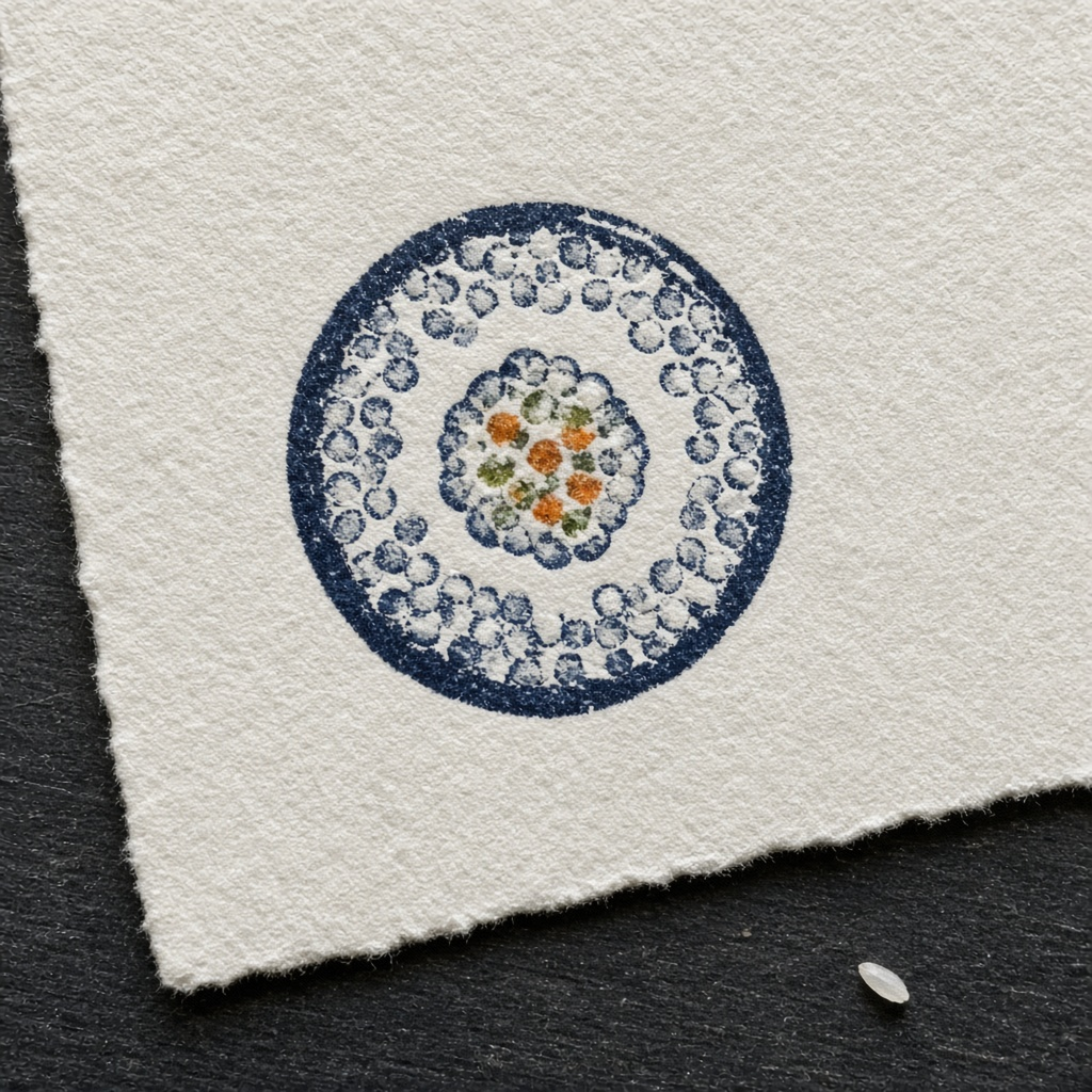 Letterpress maki mark on rice paper